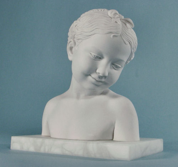 Smiling Girl Bust Classical Sculpture Marble